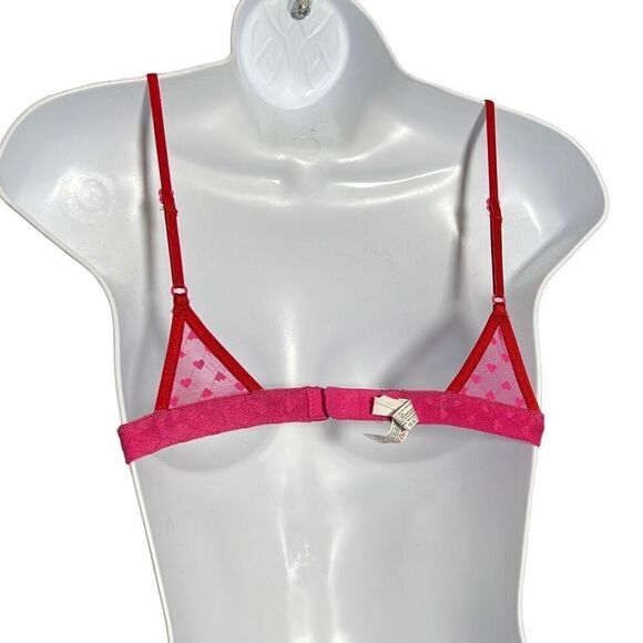 Kimchi Blue Women's Black Bandeau Bra Red Pink Triangle Bralette Small Lot of 2 - Picture 3 of 11